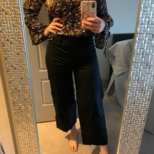 LOFT Hi Rise Wide Leg Cropped Trousers